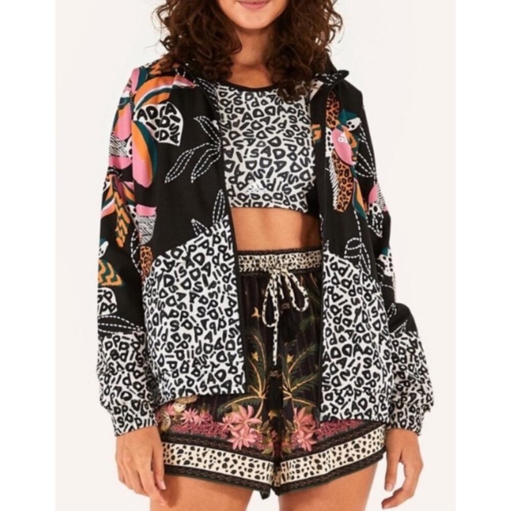 Farm Rio X Adidas Farm Rio Print Relaxed Lightweight Windbreaker Size Small - Picture 1 of 14